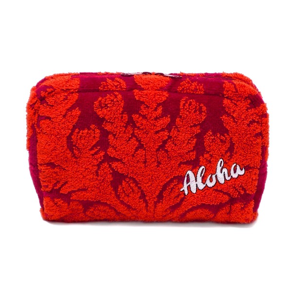 [Cassimum Island Style] Hawaiian Quilt Bee Happy Series Handkerchief Towel Square Cosmetic Pouch, red: protia