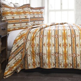 CARSTENS, INC. Western Aztec Country Bedding Set, Southwestern Microfiber Quilt Set, Wrangler Western Amarillo Sunset, Twin
