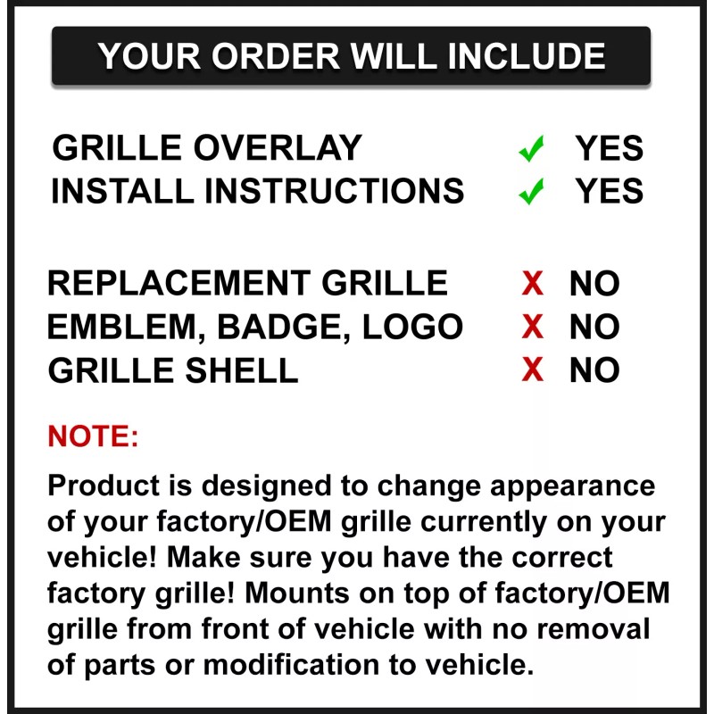 Coast2Coast International (CCI) Chrome 2PC Grille Grill Insert Overlay FOR