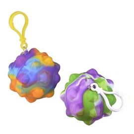 Set of 2 Bubble Pop Ball ON Clip - Bubble Poppers on Ball Squeeze to Pop - Bubble Wrap Fidget Toy - Press Bubbles to Pop - Bubble Popper Sensory Stress Toy (Random Colors) (2 Random Color Balls)