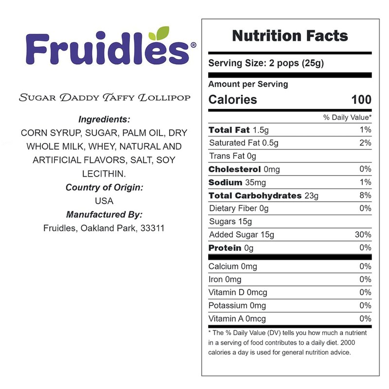 Fruidles Sugar Daddy Taffy Lollipop, Delicious Milk Caramel Pop, Gourmet