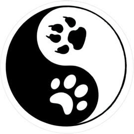Northern Sun Yin Yang Paw Prints - Small Bumper Sticker or Laptop Decal (3" Circular)