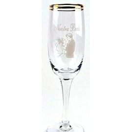 OOKI- Gold Rim Wedding Champagne Toasting Set of 2 Glass Flutes Nuestra Boda Copas Para Brendis