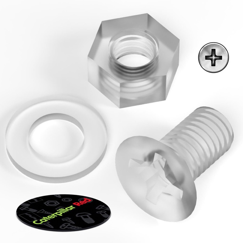 50 x Crosshead Countersunk Screws Nuts and bolts, Transparent Clear
