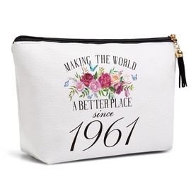 Pykfrhh 65th Birthday Gifts for Women Friendship Best Friend Gift Ideas for Grandma Mom Sister Aunt Funny Makeup Bag Travel Toiletries Bags Making the World A Better Place Since 1961 Bday Gift from