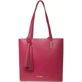 JOY & IMAN Tassel Chic Leather Handbag with Leather Wrislet, Raspberry, Medium