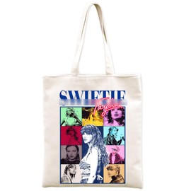 T-S Printed Fabric Bag, Canvas Fabric, Album Inspired Tote Bag, Women's Canvas Tote Bag, Aesthetic Singer Tote Bag, Canvas Bag, Gift Music Lovers Gift for Singer Fans, beige, S