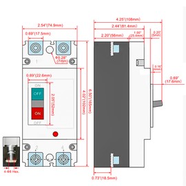 Heschen DC Molded Case Circuit Breaker MCCB, HSM1PV-250, 2 Poles, DC550V Photovoltaic Circuit Breaker, for Solar PV System Solar Panels Grid System (180A)