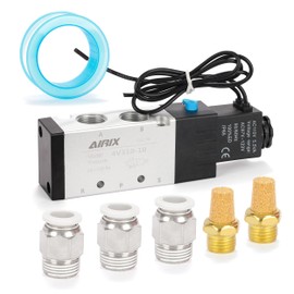 AIRIX 4V310-10 Pneumatic Solenoid Valve AC110V, 2 Position 5 Way, 3/8" NPT, Pilot-Operated Single Coil, Fast Response Electric Air Valve Out Of Line & Quick Connect Fittings