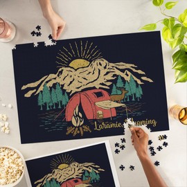 Lantern Press 1000 Piece Jigsaw Puzzle, Laramie, Wyoming, Camping Scene