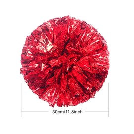 2 Pack Metallic Cheerleading Pom Poms Shining Metallic Foil Fluffy Cheerleader Pompoms Handheld Cheerleader Pompoms with Finger Ring for Sports Party Dance Cheering (Red)