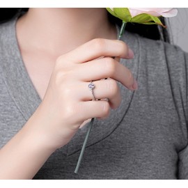 S925 Sterling Silver Stacking Rings with June Birthstone for Girls - Women Stackable Ring Knuckle Ring Wedding Ring Size 8 for Wife Daughter Grandma - Christmas Anniversary Birthday Gifts Jewelry