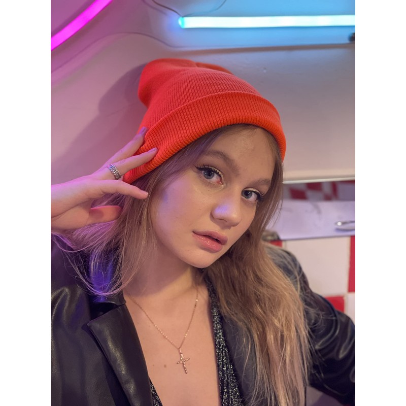 3 x Beanie Hat Plain Orange Soft Comfortable Casual for