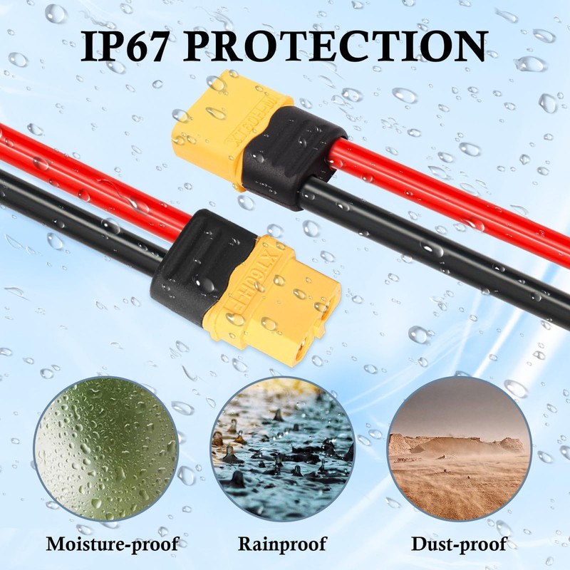 MOOKEERF 2PCS XT60 Extension Cable 10AWG 3FT XT60 to XT60
