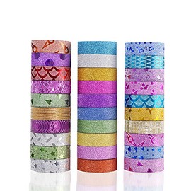 Juego de 30 rollos de cinta adhesiva washi, colección de cintas decorativas para manualidades para manualidades y envolver regalos con diseños y patrones coloridos
