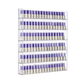 AMT 6 Tier Acrylic Nail Polish Racks for the Wall, Holds up to 180 Bottles, CLEAR Nail Polish Display, Essential Oils Organizer. Plus a Microfiber Cloth for Cleaning Purposes