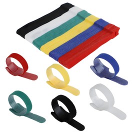 120Pcs Cable Ties, KUAOOAUK Reusable Cord Organizer, 5.9inch Adjustable Velcro Straps Cord Organizer, Cable Management for Office Home Electronics Wire Management (6 Colors)