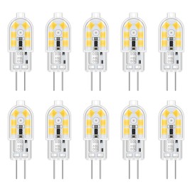 Akynite G4 2W LED 12V Cool White 6000K 200lm Replacement Halogen Spotlight G4 10W 20W Non-Dimmable Pin Base Lamp LED 12V AC DC for Cooker Hood Set of 10