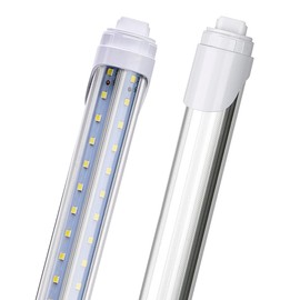 BSK.BESTKA R17D/HO 8FT LED Bulbs - (12 Pack) Rotate V Shape, 6000K Cold White 100W, 15000LM, 250W Equivalent F96T12/DW/HO, Clear Cover, T8/T10/T12 Replacement, Dual-End Powered, Ballast Bypass