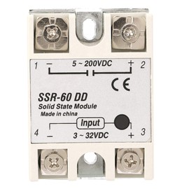 Solid State Relay Module, SSR-60DD 60A Input 3-32VDC Output 5-200VDC, DC-DC Solid State Relay for Industrial Automation Process