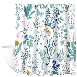 Shower Curtain Polyester Shower Curtains Hotel Bathroom Shower Curtain Washable Waterproof Shower Curtain Mould Proof Resistant Bathroom Curtains with 12 Hooks for Bathroom Wet Room Tub (Blue)