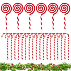 Alovez 24Pcs Candy Cane Christmas Decorations Candy Cane Decorations Christmas Tree Lollipop Ornament Set Candy Cane Decorations Candy Canes Christmas Decorations Red and white Christmas Decorations