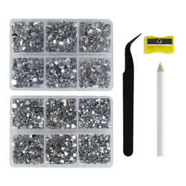 BornSiiren 6500pcs Crystal Flatback Rhinestones for Decorations Crafting Clothes Shoes Nail Art SS30-SS6 5 Sizes with Tweezers and Wax Pencil Kit