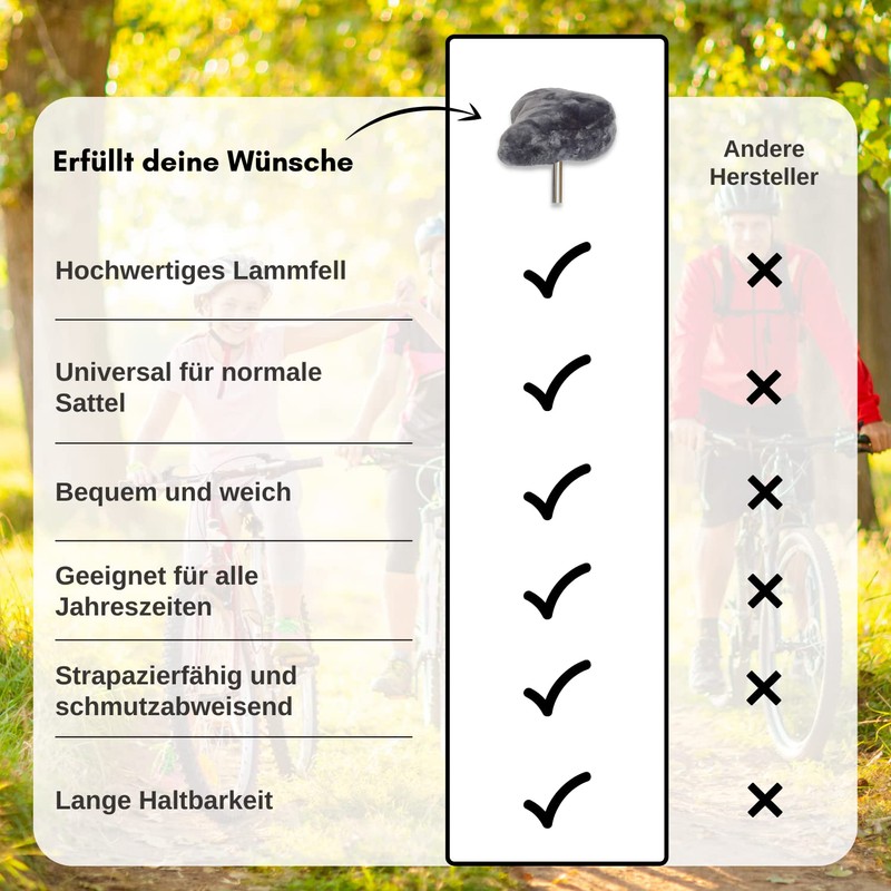 Leibersperger-Felle Bicycle Saddle Cover Made of High-Quality Lambskin Size M