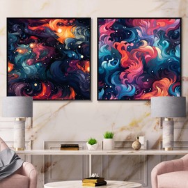 DesignQ oversized Modern Canvas Framed Wall Decor Set - Large Yellow Gorgeous Wall Art - Ethereal Swell - 33"x16" - Multipanel Abstract Framed Canvas Set