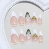 JONKASIPA Medium Almond Fake Nails with 3D Floral Pearl Pattern,White