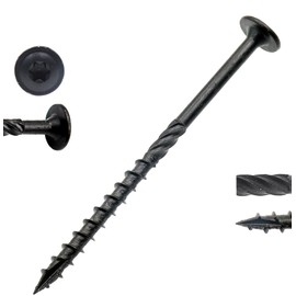 binifiMux Black Construction Lag Screws, T30 Decking Screws, #14 x 6 Inches Structural Wood Screws for Timber,Log,Landscaping Wood with 1/4" Shank Torx Bit, Pack of 50