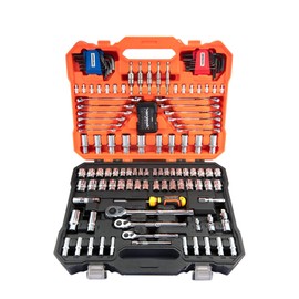 Vanquish 162 Pieces Mechanic Tools Kit and Socket Set for Car Repair, Cr-V Constructed, SAE&Metric, 1/2'', 1/4'', 3/8'' Drive Socket Ratchet Wrench Set with Storage Case 8003