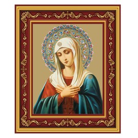 Our Lady of Sorrows Icon, Virgin Mary Framed Icon Wall Hanging With Stand 5 1/2 Inch, Religiuos Gift for Her or Him