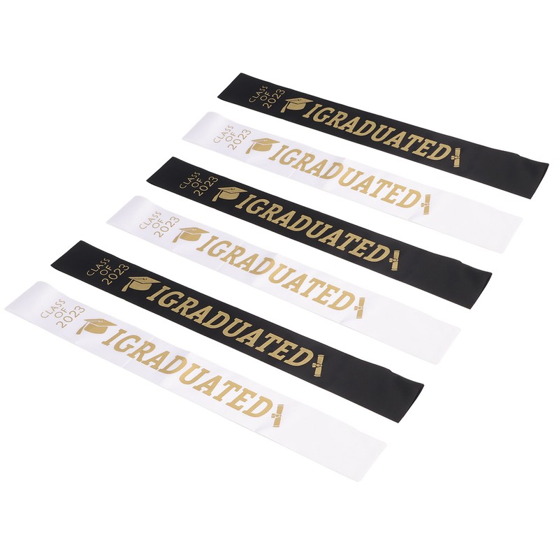 5 Sets Graduation Sash Polyester Party Congratulation with Letter Keepsake