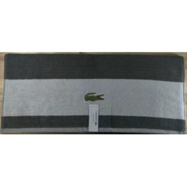 LACOSTE Big Crocodile Logo Bath Towel 30x52" Grey Cotton New W/ Tags