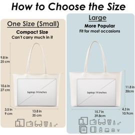 KALIDI Tote Bag Zipper Shoulder Bag Faux Leather Purses for Women Large Casual Handbag Work Dating College, White