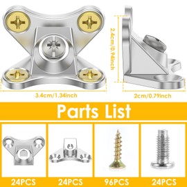 24Pack Butterfly Corner Bracket Detachable Corner Brace Alloy Right Angle L Bracket with Screws, Butterfly Shape Corner Fastener for Wood Furniture Cabinet Shelves Table Chair Bed (Nickel)