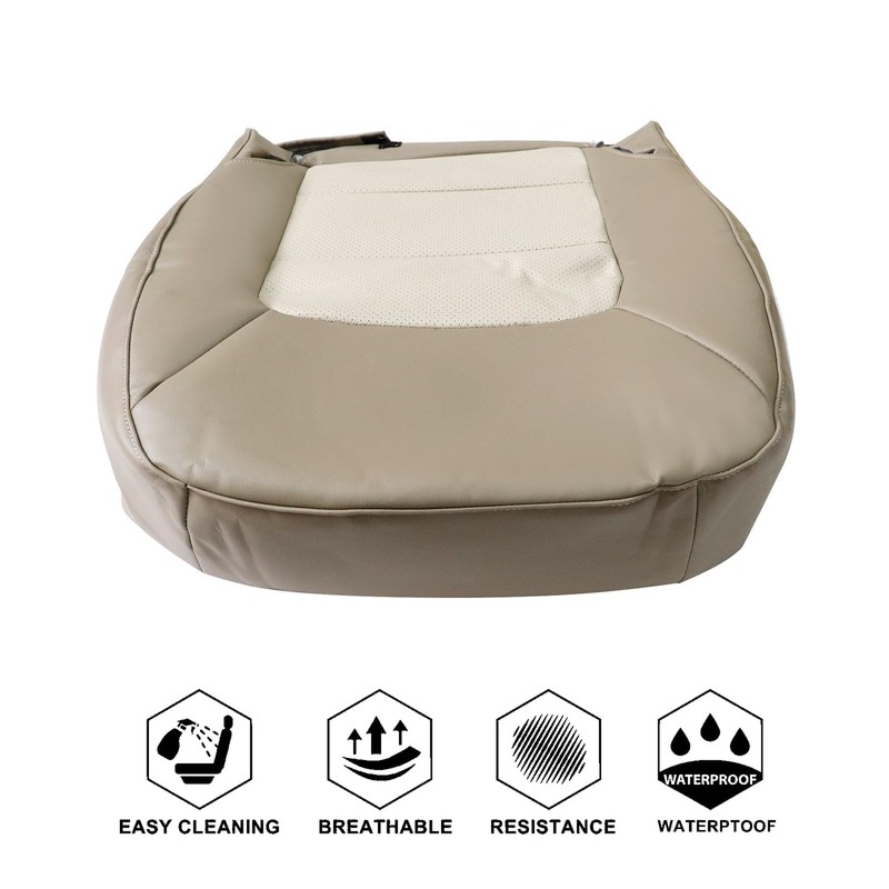 NLQR Front Driver Bottom Replacement Seat Cover Microfiber Leather Tan