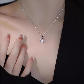 Xmsrn Vintage Kristall Blume Anhänger Halskette Silber Cz Blume Choker Halskette Strass Kristall Choker Halskette Funkelnden Kristall Punkt Choker Halskette Für Frauen