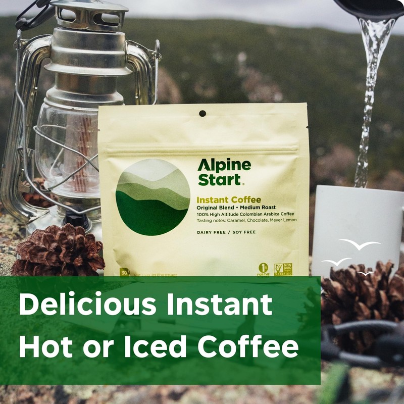 Alpine Start Instant Coffee Powder Mix from High Altitude Colombian