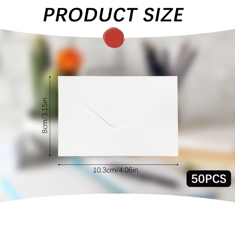 Bliceon White Envelopes, Classic Flap Small Envelopes, 50 Without Greeting