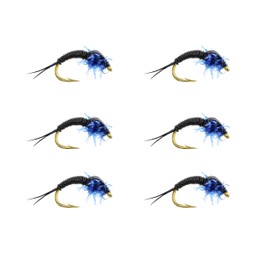 Wild Water Fly Fishing Estaz Stonefly Flies, Metallic Royal Blue, Size 6, Qty. 6, for Trout