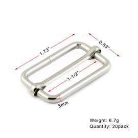 CooBigo 20 Pack 1-1/2 Inch Metal Adjustable Slide Buckles Tri-Glide Adjuster Suspender Strap Slider for Purse Bag Hardware Making Supplies Belt Backpack replacement Keeper(Silver)