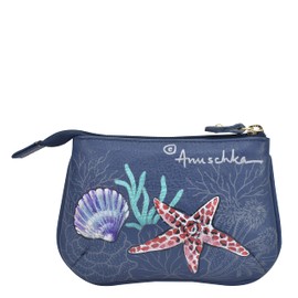 Anuschka Women’s Hand Painted Genuine Leather Medium Zip Pouch - Mystical Reef