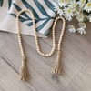 Shiwaki 3 Piece Set Wooden Bead Garland with Jute Tassel,