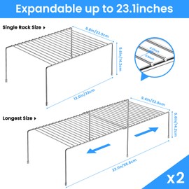 Tomorotec Stainless Steel Expandable Kitchen Storage Organizer Spice Rack Cabinet Organization Heavy-Duty Rustproof Shelf, Adjustable Durable Rack Space Saving Countertop Drawer Cabinet Pantry (2)
