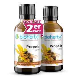BIOHERBA Propolis Drops, Pure Propolis Extract, 2 Tincture 50 ml without Alcohol with Vitamin C - Strengthens Resistance, Reduces Fatigue, Ideal for Immune System, Natural & Pure PZN 17187037