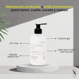 Silvia Strauss Suero Facial Hidratante en Gel con Ácido Hialurónico, Colágeno, Elastina y Té Blanco – Oil-Free, Rápida Absorción, Ilumina y Suaviza la