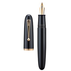 Asvine Jinhao 9019 Fountain Pen, Dadao Series #8 Medium Nib, Black Acrylic Barrel with Golden Clip Big Size Writing Pen