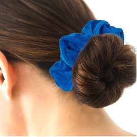 Kenz Laurenz Scrunchies for Hair - 2 Velvet Hair Ties for Women Girls Hair Elastics Ponytail Holder Scrunchy Girl Accessories Elastic Hair Bands Scrunchie Pack (Blue)